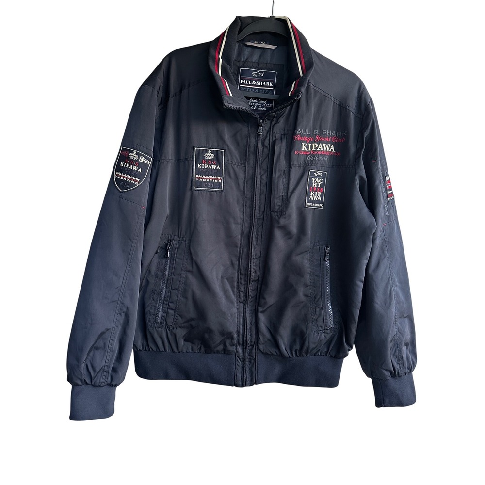 Paul & Shark Kipawa Vintage Yachting Bomber Jacket Navy Blue Mens Large Italy
